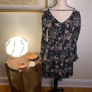 BlueTique Bird‎ and Floral Long Sleeve Dress Sz Sm